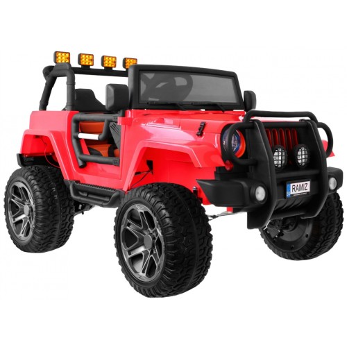 Jeep Monster 4x4 děti off-road auto červené dálkové nastavení sedadla MP3 LED kufr batoh