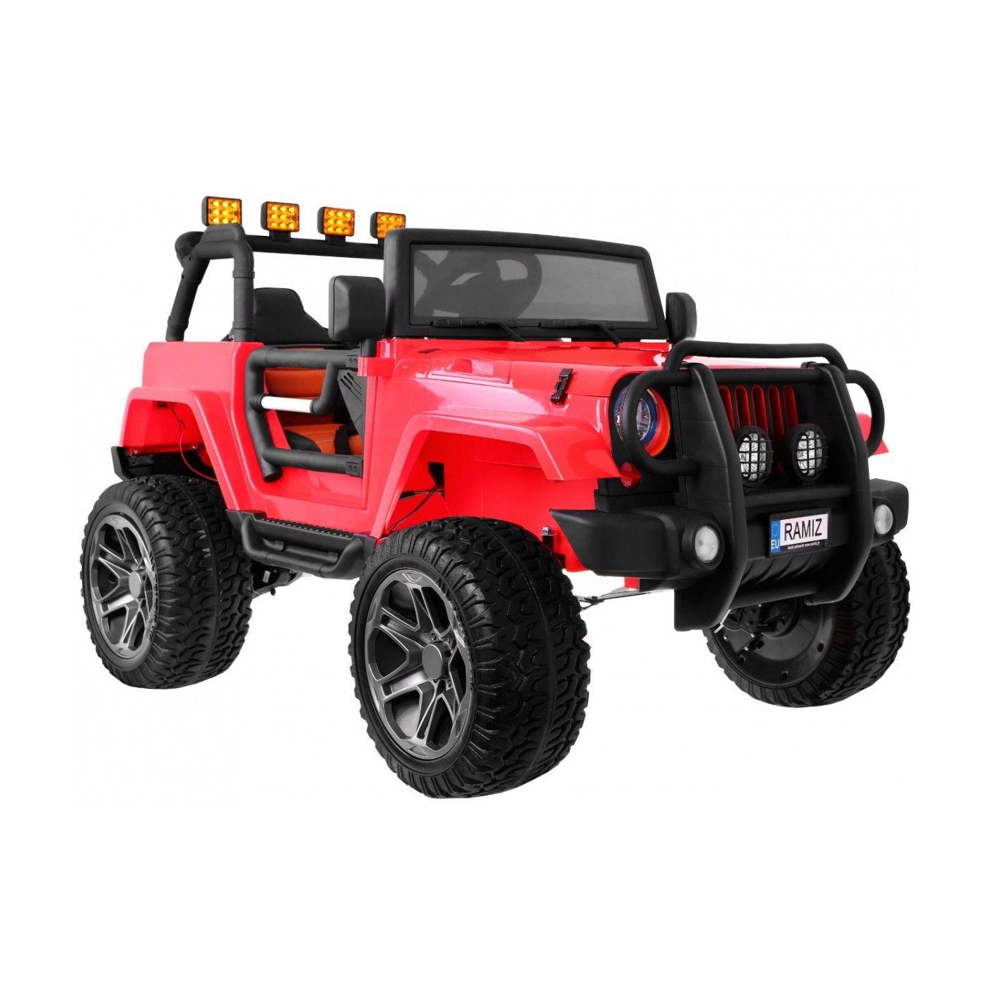Jeep Monster 4x4 děti off-road auto červené dálkové nastavení sedadla MP3 LED kufr batoh