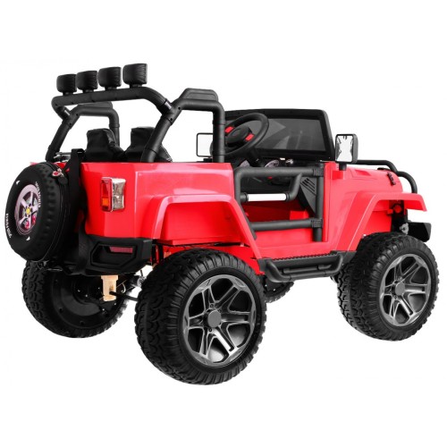 Jeep Monster 4x4 děti off-road auto červené dálkové nastavení sedadla MP3 LED kufr batoh