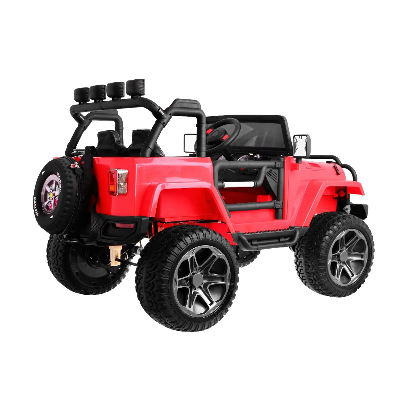 Jeep Monster 4x4 děti off-road auto červené dálkové nastavení sedadla MP3 LED kufr batoh