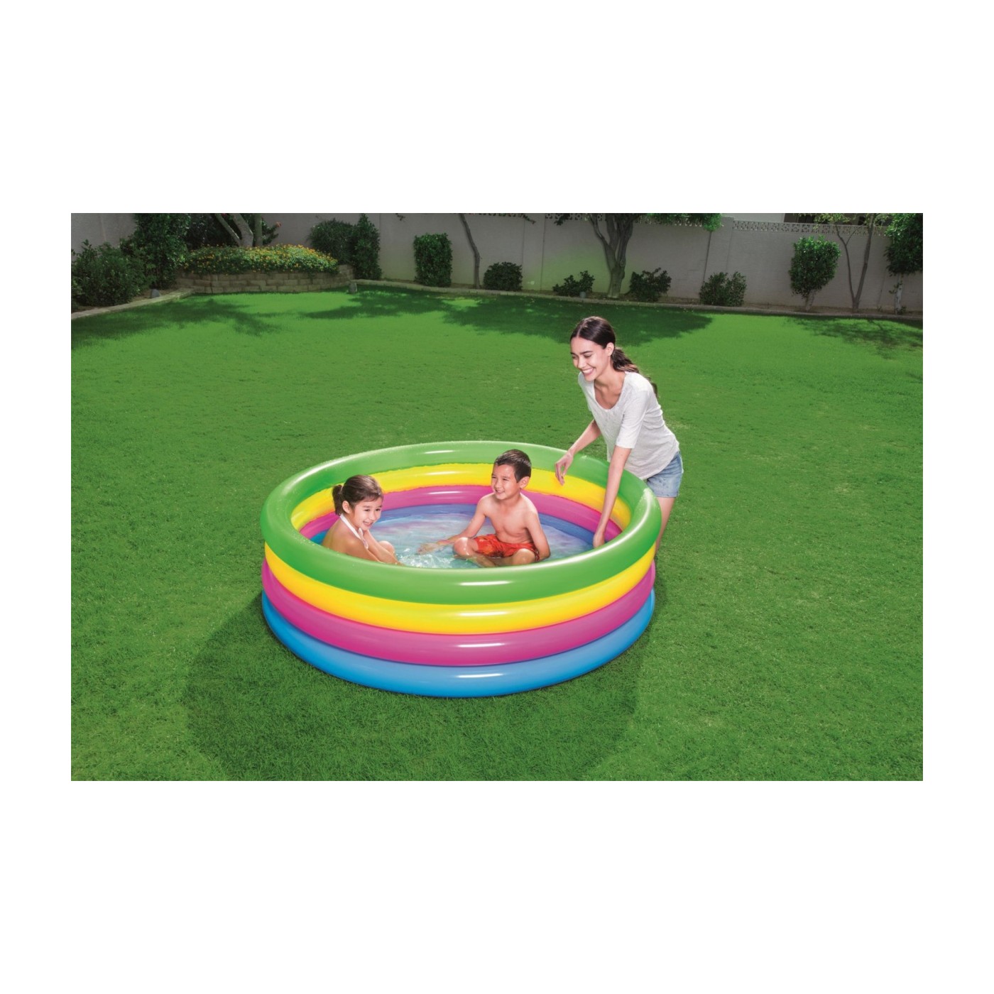 Nafukovací bazén 4 kruhy Dětská sprchová vanička 157x46cm BESTWAY Rainbow + Opravná lišta