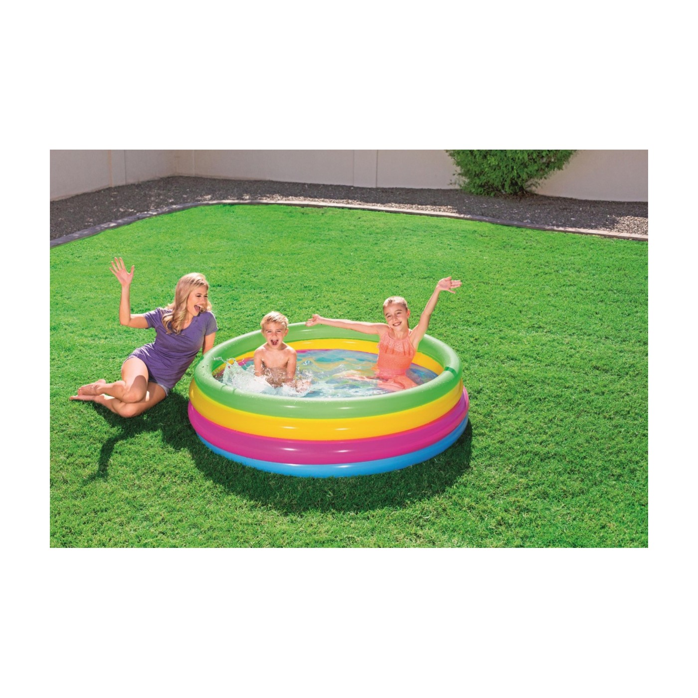 Nafukovací bazén 4 kruhy Dětská sprchová vanička 157x46cm BESTWAY Rainbow + Opravná lišta