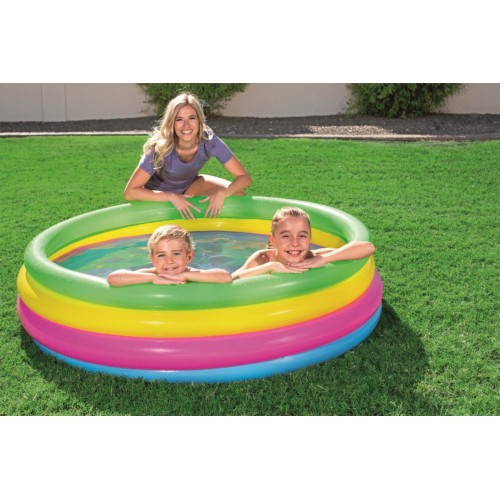 Nafukovací bazén 4 kruhy Dětská sprchová vanička 157x46cm BESTWAY Rainbow + Opravná lišta