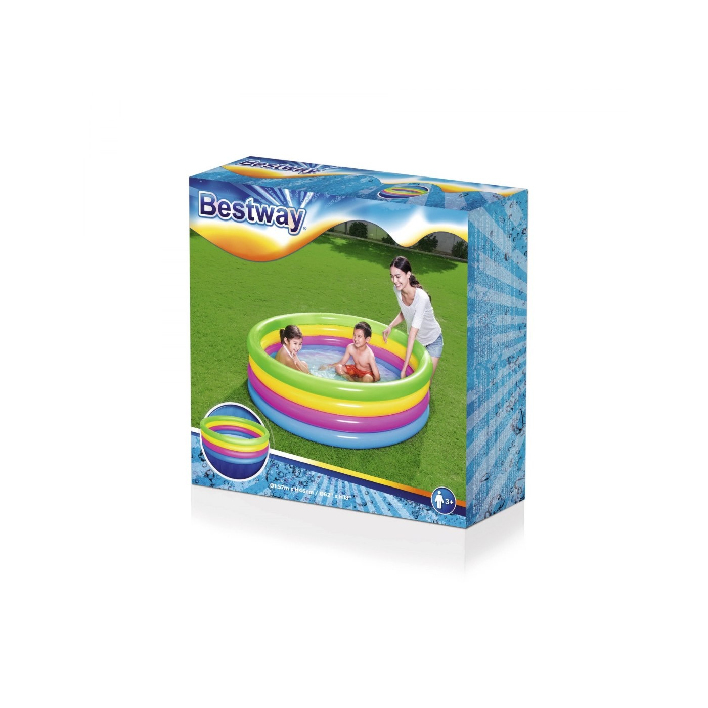 Nafukovací bazén 4 kruhy Dětská sprchová vanička 157x46cm BESTWAY Rainbow + Opravná lišta