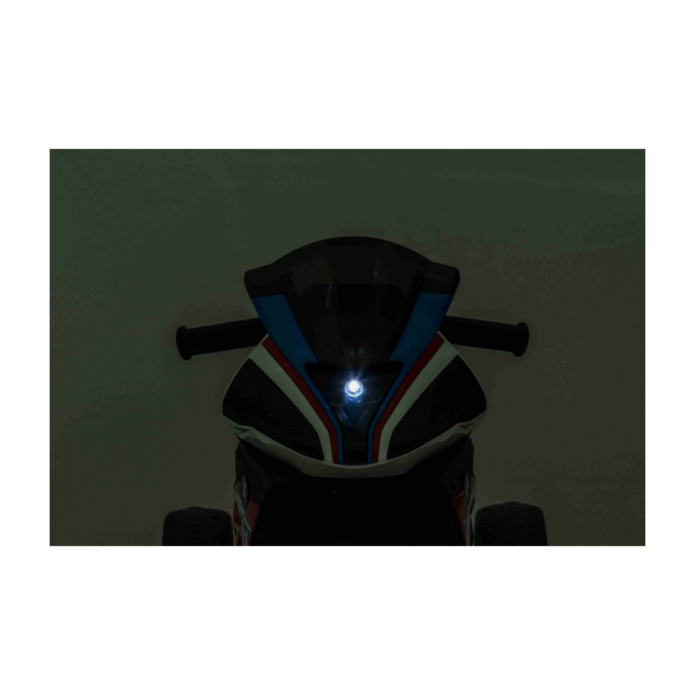 BMW HP4 dětský bateriový motor modrý + 3 kola + LED + MP3 USB + ekologická kůže