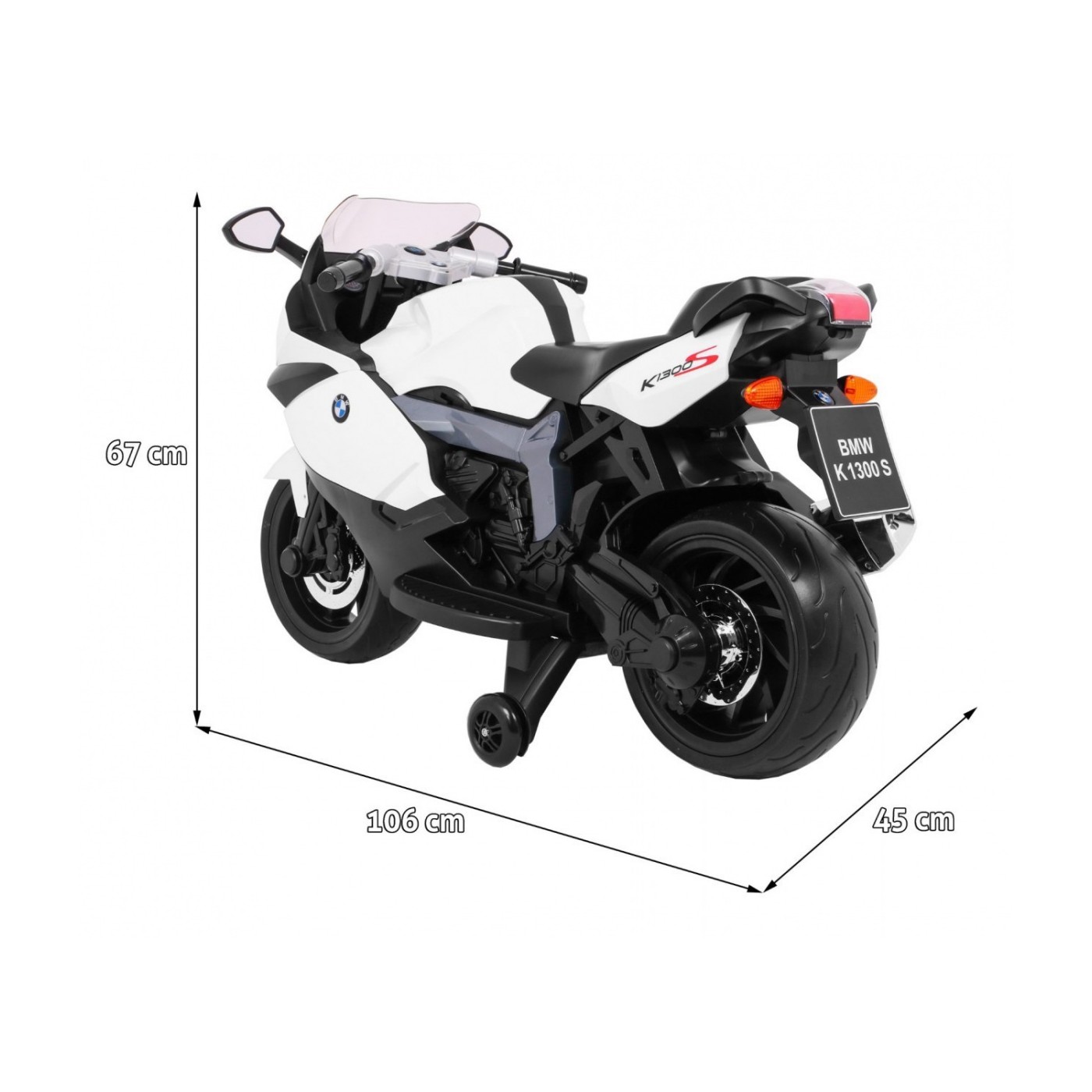 BMW K1300S Dětské Dobíjecí Kolo Bílá Pomocná Kola Divoká Světla Pomalý Start