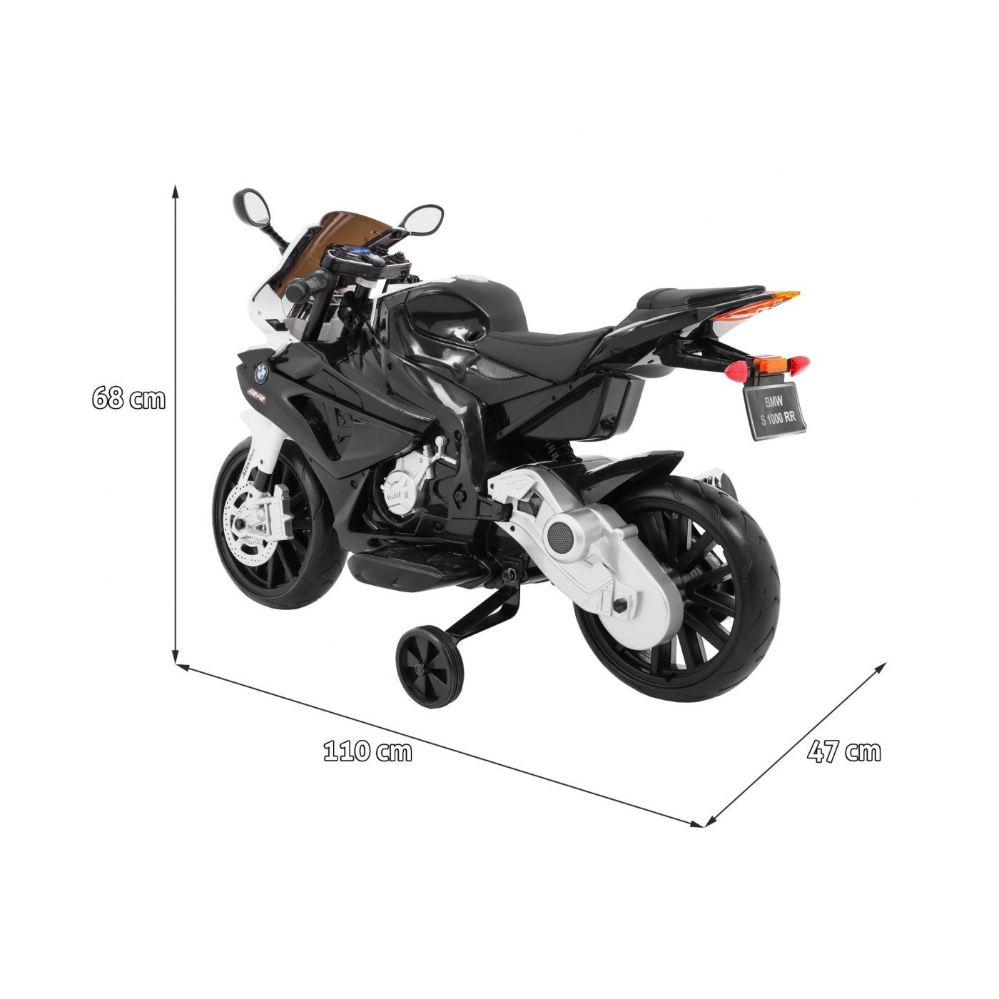 BMW S1000 RR Dětské dobíjecí kolo Černý pomocný stojan na kolíky