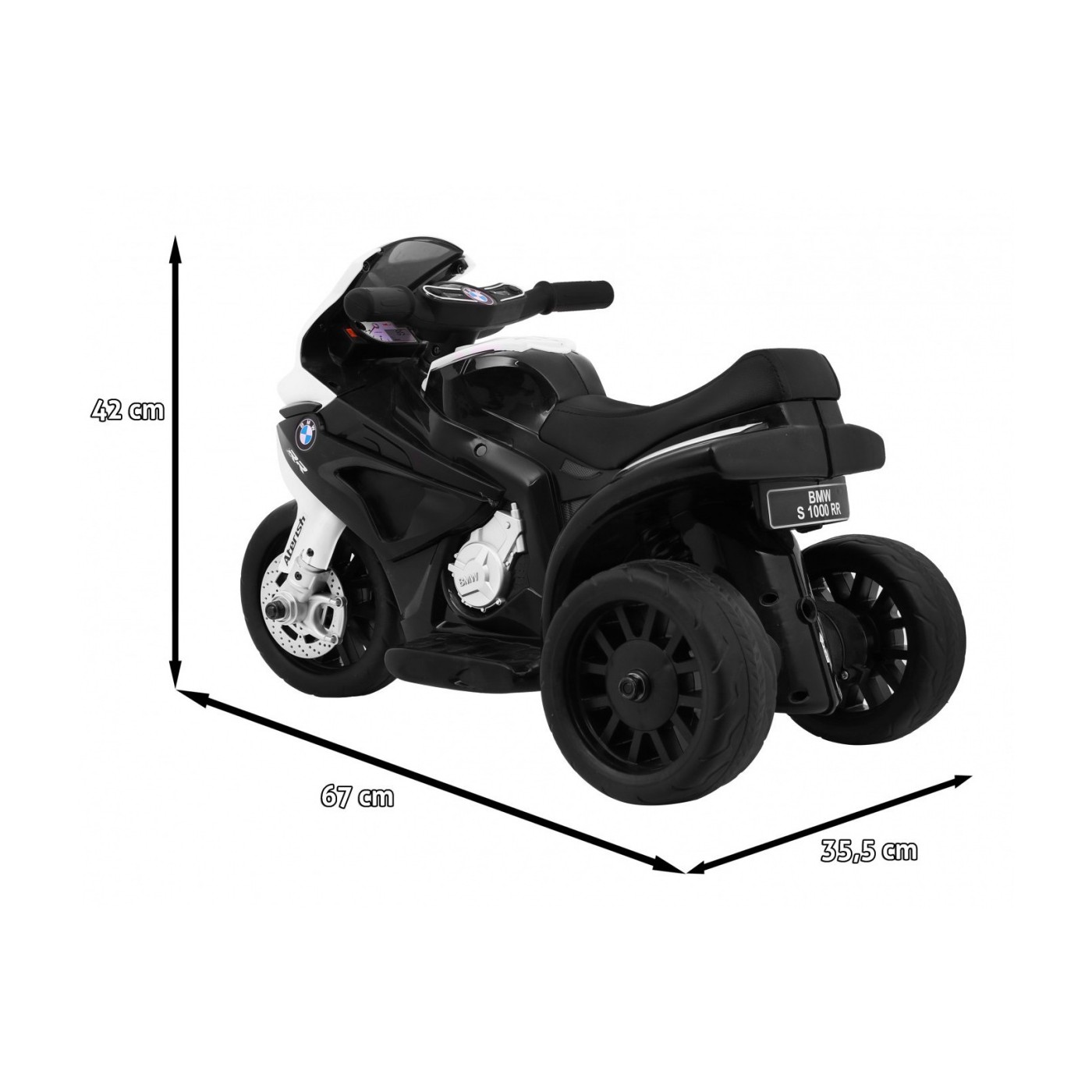 BMW S1000 RR Mini dětský bateriový motor černý + 3 kola + zvuk + LED