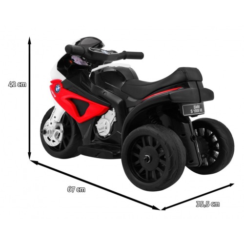 Dětský bateriový motor BMW S1000 RR Mini červený + 3 kola + zvuk + LED