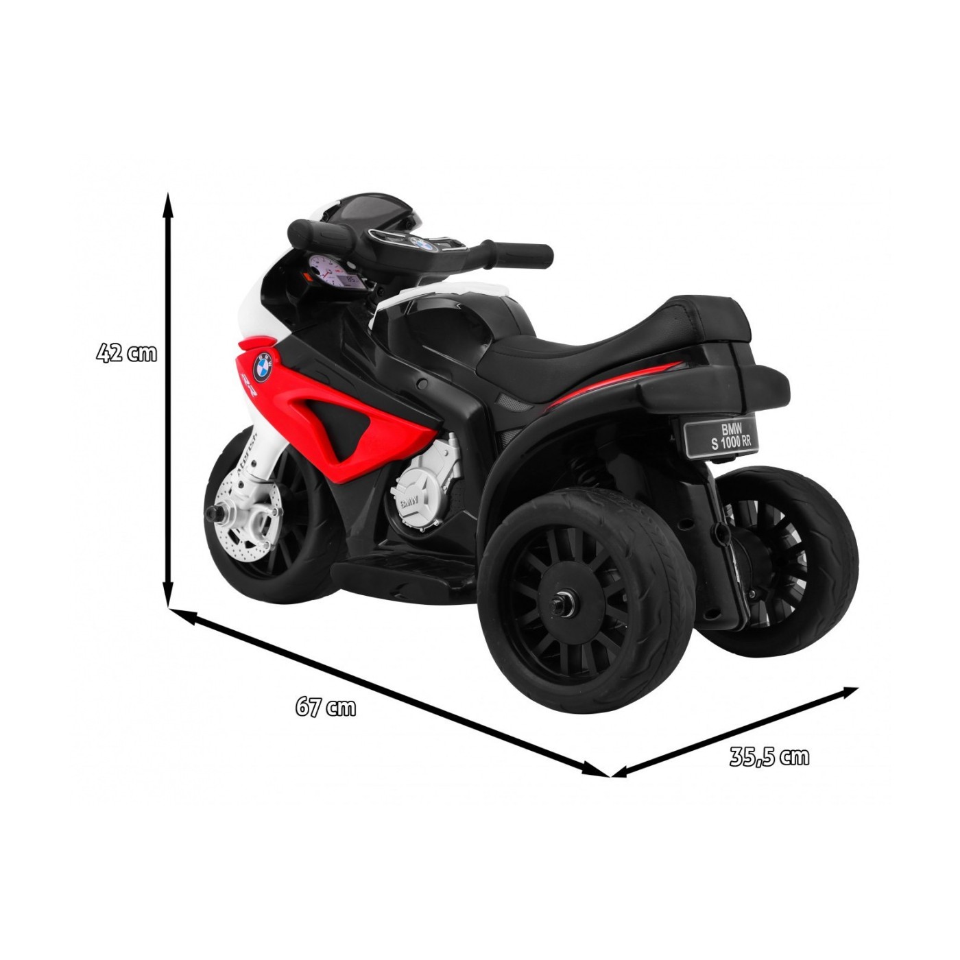 Dětský bateriový motor BMW S1000 RR Mini červený + 3 kola + zvuk + LED