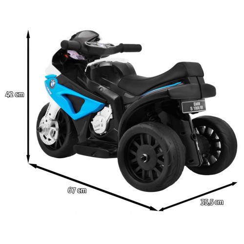 BMW S1000 RR Mini dětský bateriový motor modrý + 3 kola + zvuk + LED