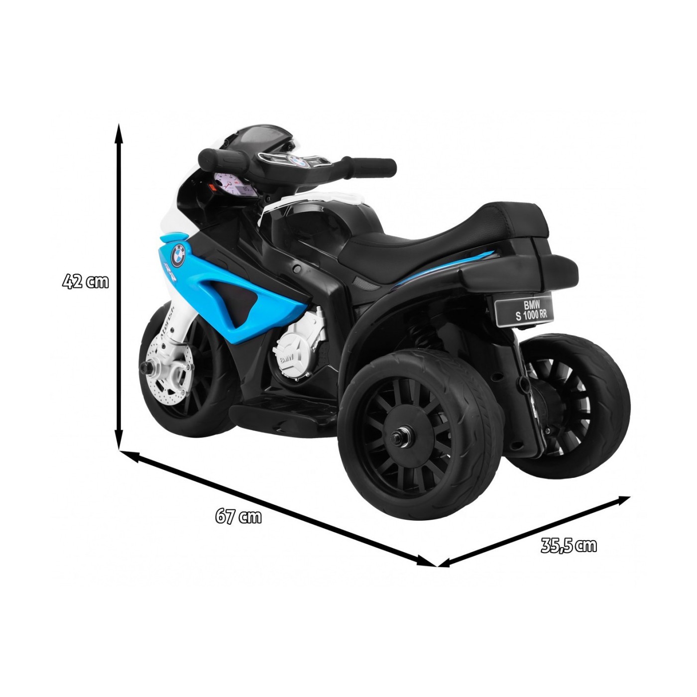 BMW S1000 RR Mini dětský bateriový motor modrý + 3 kola + zvuk + LED