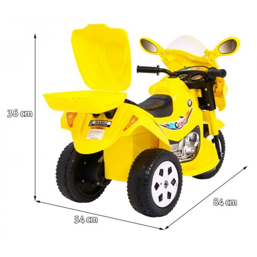Elektrický tříkolový motocykl BJX-088 pro nejmladší žlutá + zvuky + světla