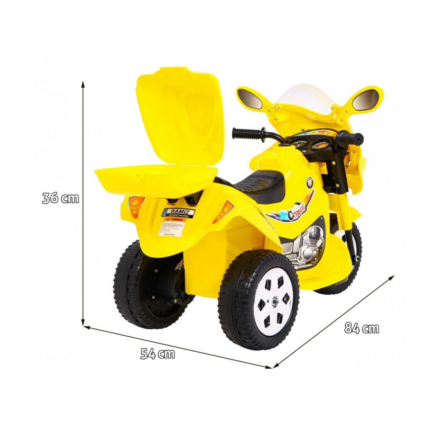 Elektrický tříkolový motocykl BJX-088 pro nejmladší žlutá + zvuky + světla