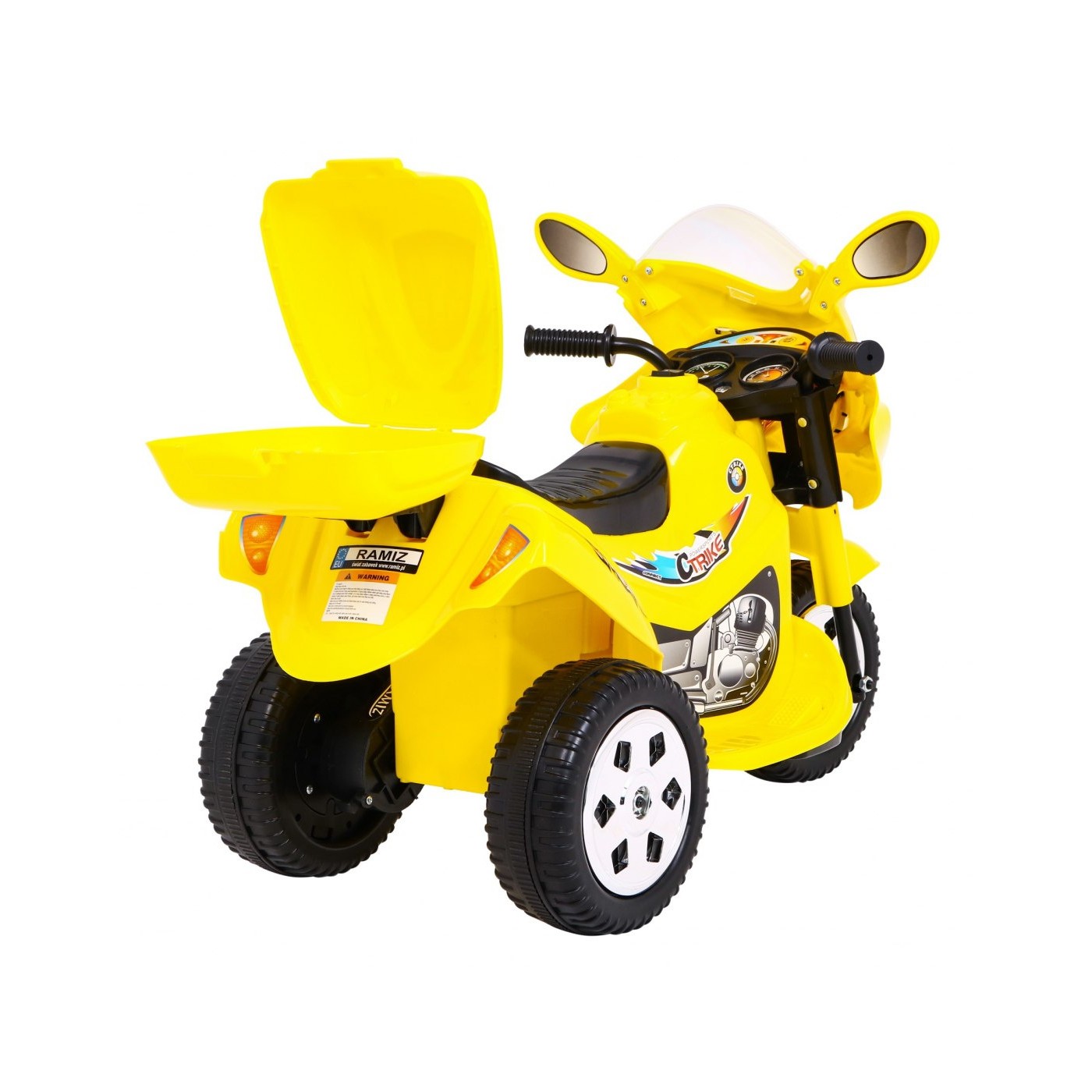 Elektrický tříkolový motocykl BJX-088 pro nejmladší žlutá + zvuky + světla