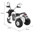 MiniBike Dětské Dobíjecí Kolo Bílý Zvuk LED Světla Eco Kůže
