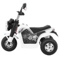 MiniBike Dětské Dobíjecí Kolo Bílý Zvuk LED Světla Eco Kůže