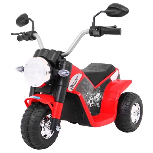 Dětské MiniBike dobíjecí kolo červené + zvuk + led světla + eko kůže