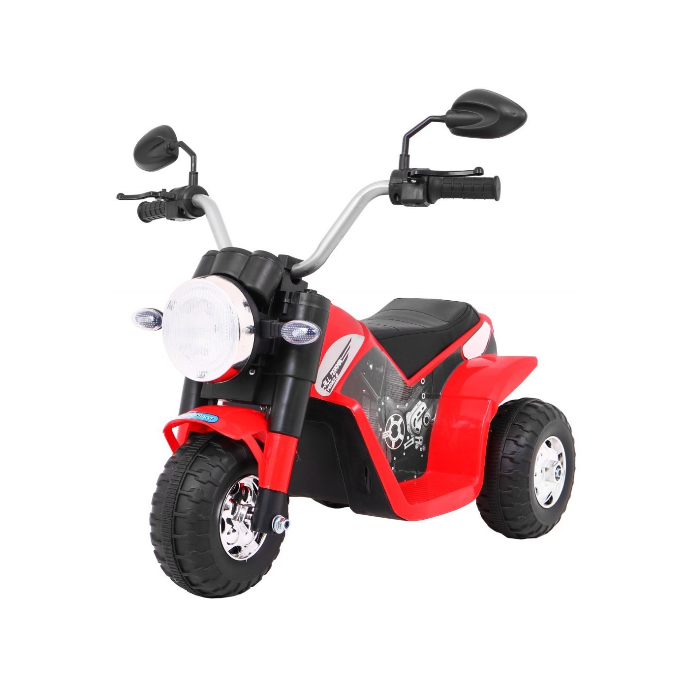 Dětské MiniBike dobíjecí kolo červené + zvuk + led světla + eko kůže