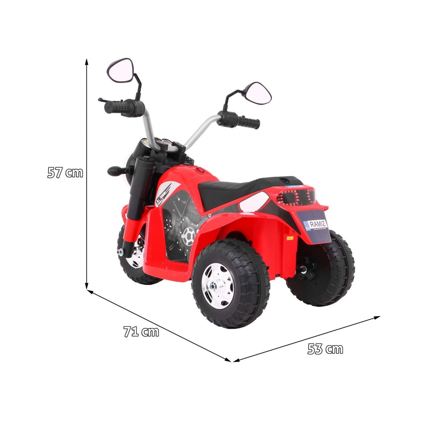 Dětské MiniBike dobíjecí kolo červené + zvuk + led světla + eko kůže