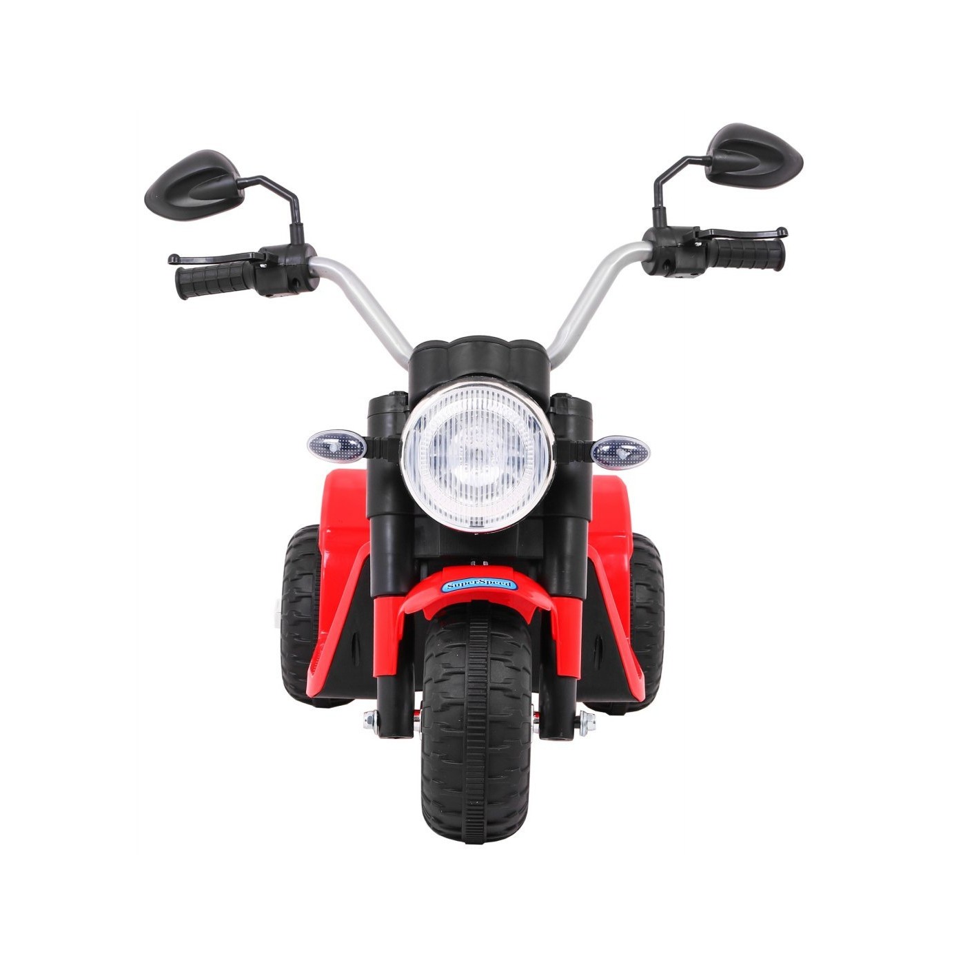 Dětské MiniBike dobíjecí kolo červené + zvuk + led světla + eko kůže