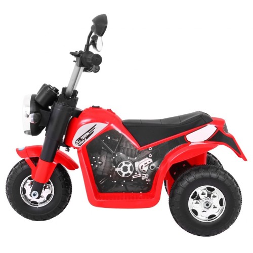 Dětské MiniBike dobíjecí kolo červené + zvuk + led světla + eko kůže