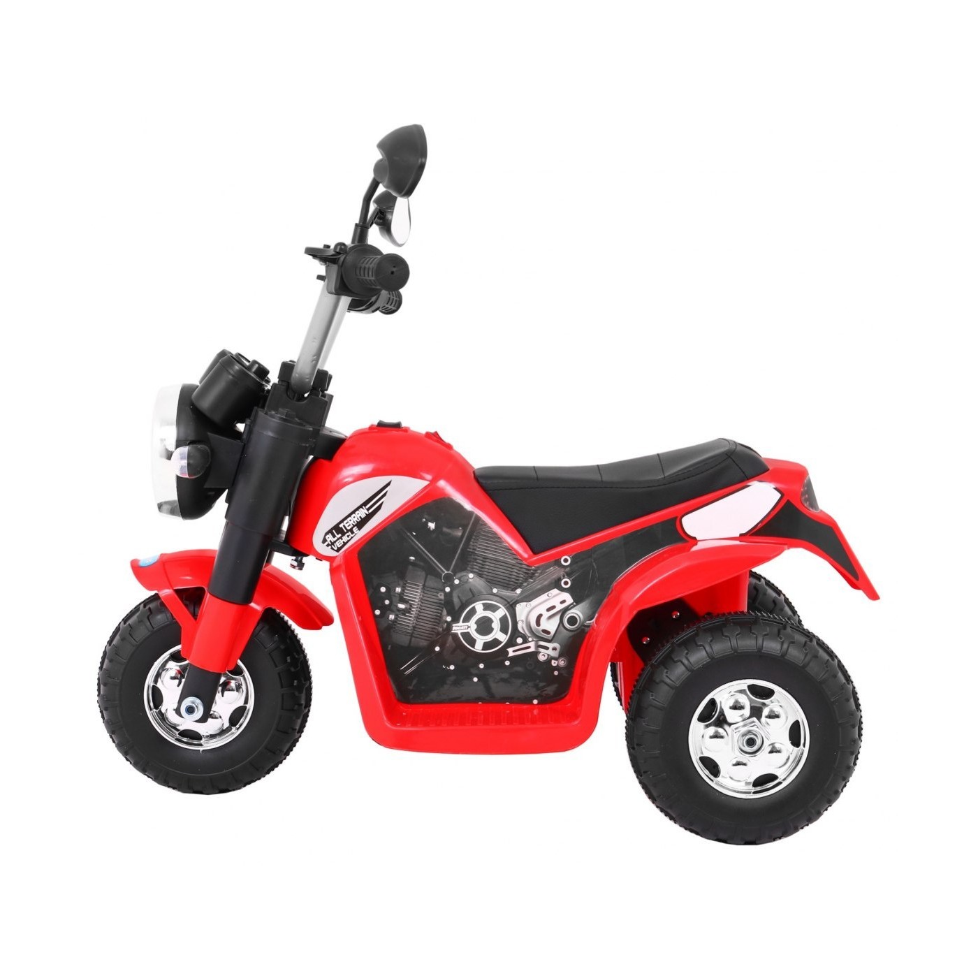 Dětské MiniBike dobíjecí kolo červené + zvuk + led světla + eko kůže
