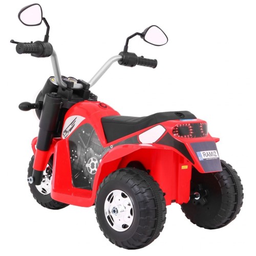 Dětské MiniBike dobíjecí kolo červené + zvuk + led světla + eko kůže