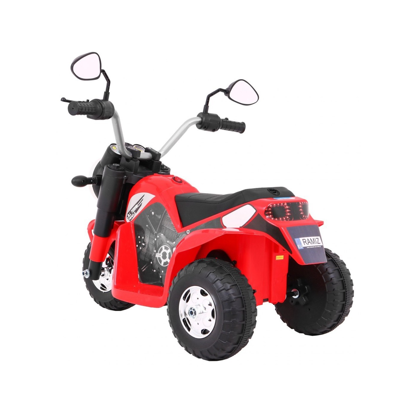 Dětské MiniBike dobíjecí kolo červené + zvuk + led světla + eko kůže