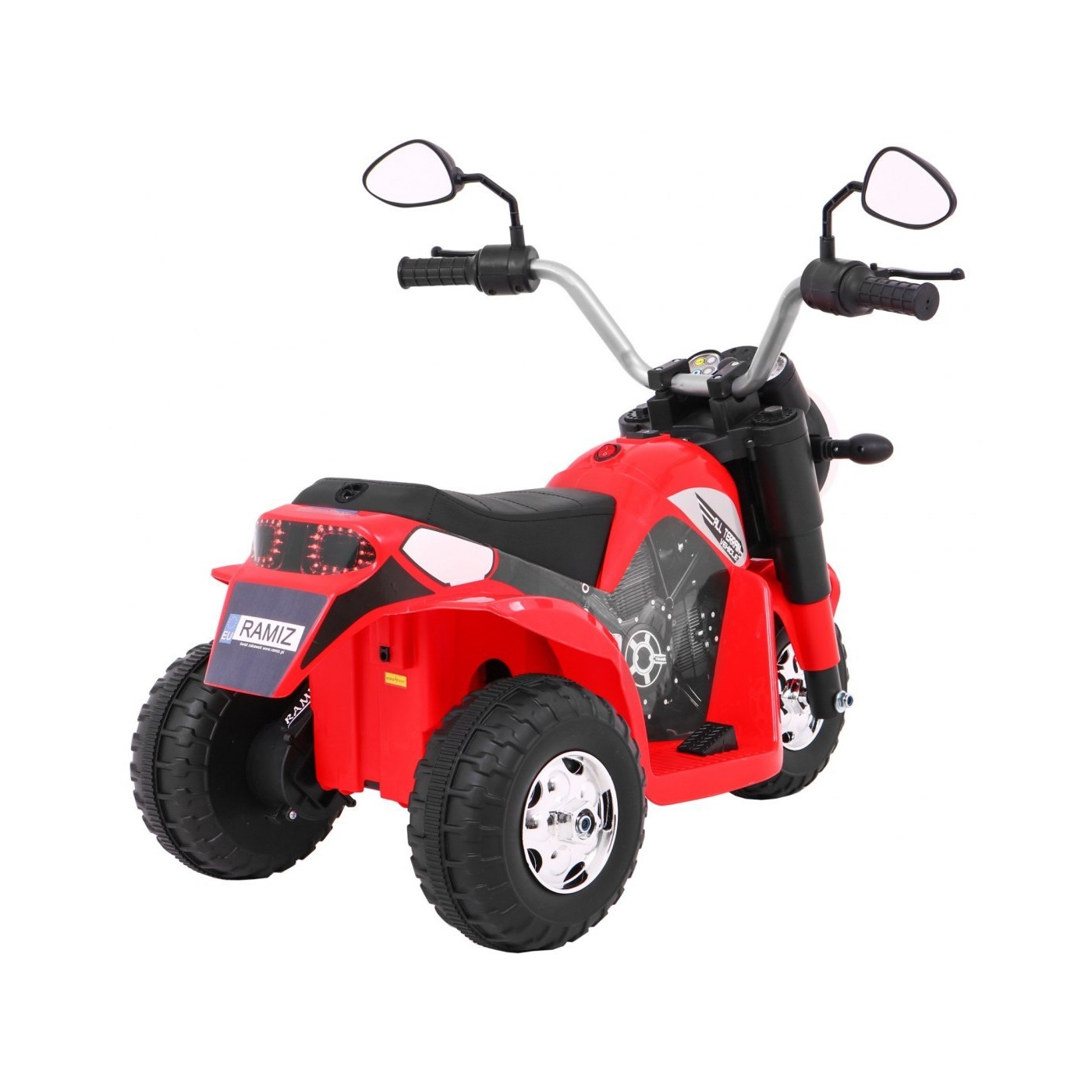 Dětské MiniBike dobíjecí kolo červené + zvuk + led světla + eko kůže