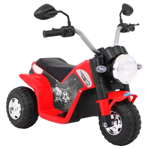 Dětské MiniBike dobíjecí kolo červené + zvuk + led světla + eko kůže