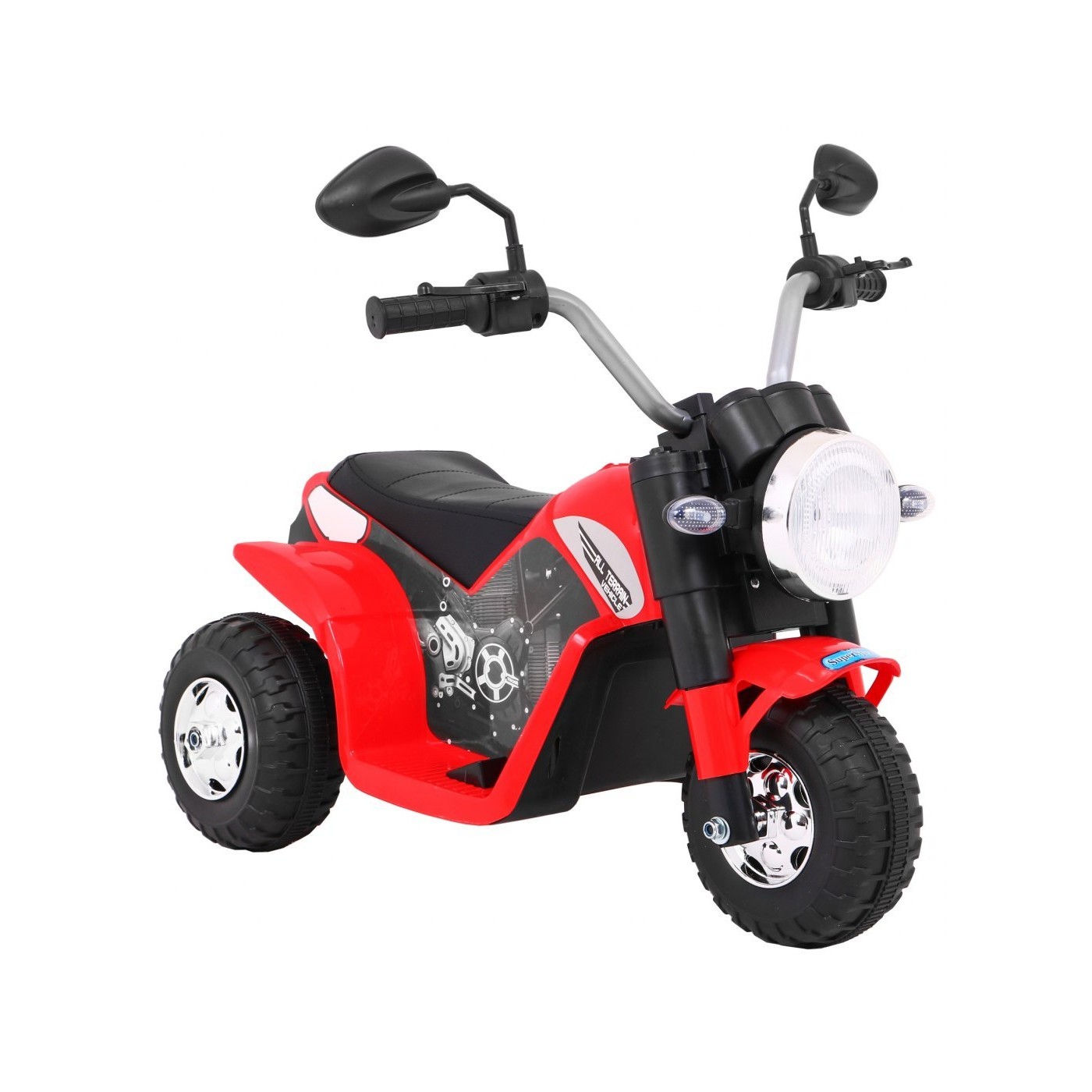 Dětské MiniBike dobíjecí kolo červené + zvuk + led světla + eko kůže
