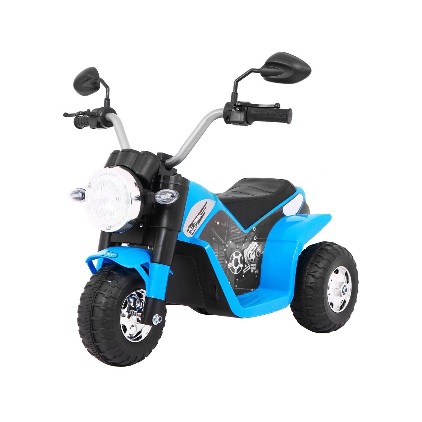 Dětské MiniBike Bateriové Motocyklové Modré + Zvuk + LED Světla + Eko kůže