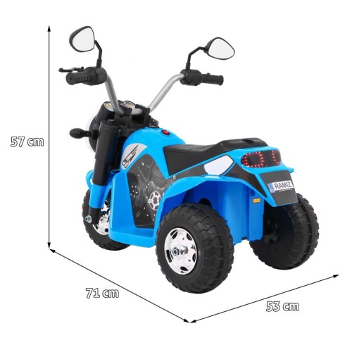 Dětské MiniBike Bateriové Motocyklové Modré + Zvuk + LED Světla + Eko kůže