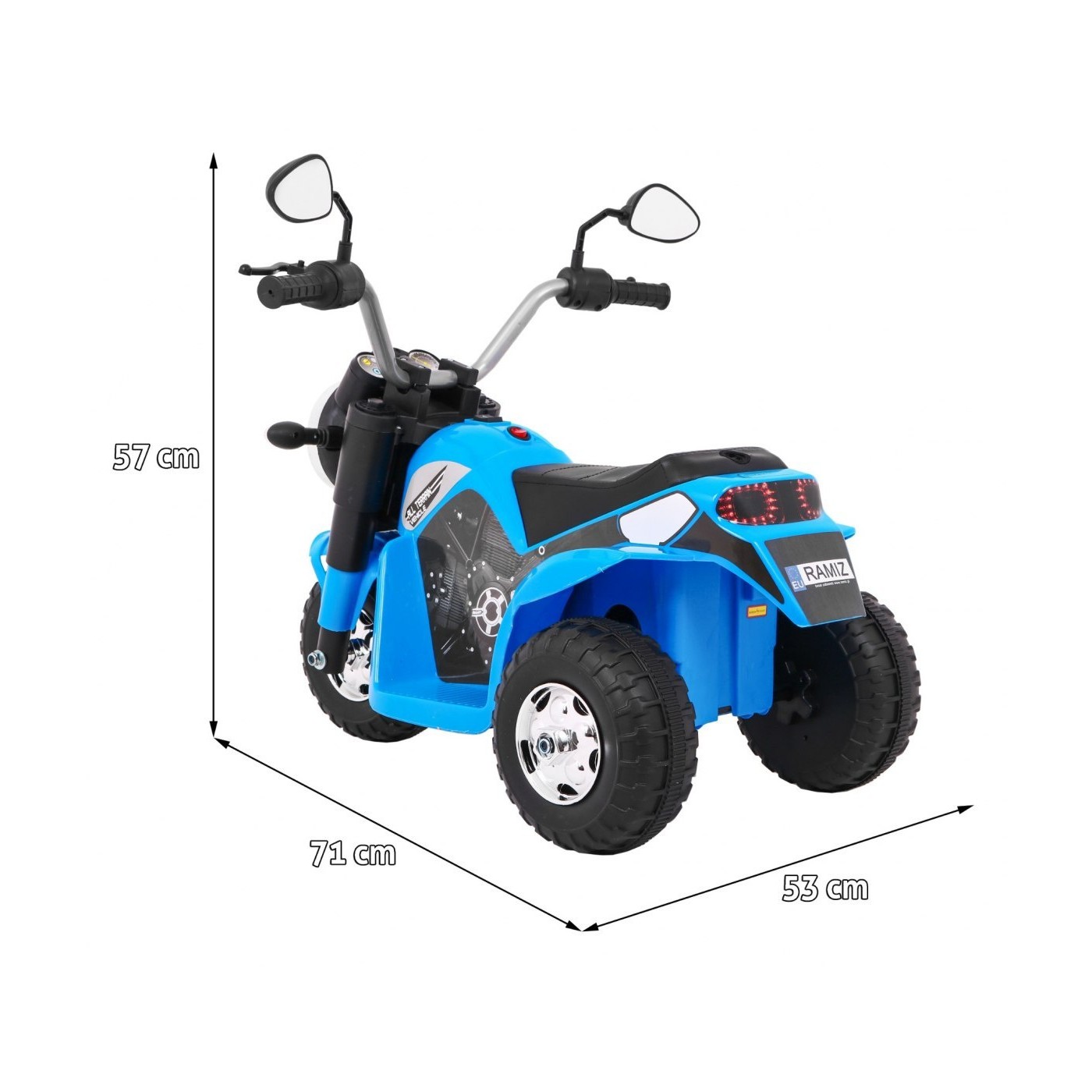 Dětské MiniBike Bateriové Motocyklové Modré + Zvuk + LED Světla + Eko kůže
