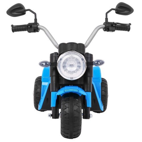 Dětské MiniBike Bateriové Motocyklové Modré + Zvuk + LED Světla + Eko kůže