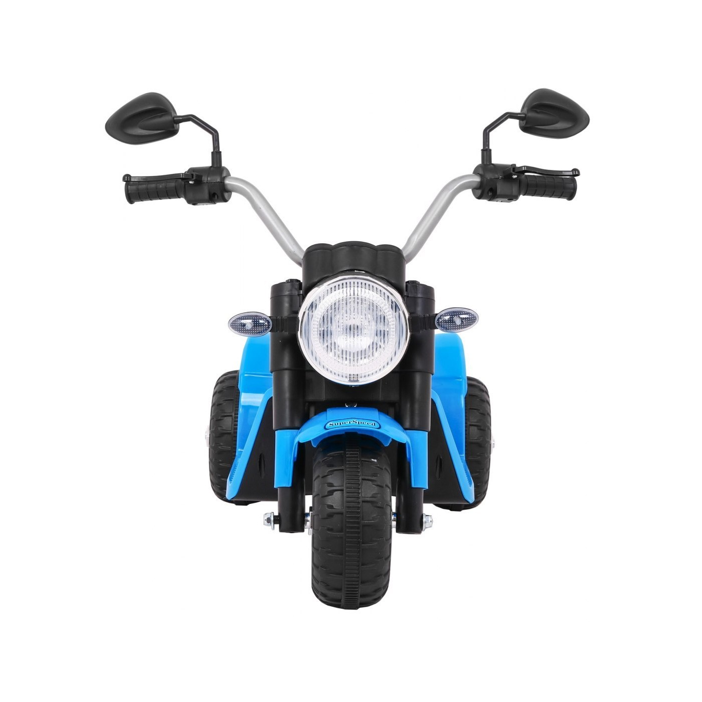 Dětské MiniBike Bateriové Motocyklové Modré + Zvuk + LED Světla + Eko kůže