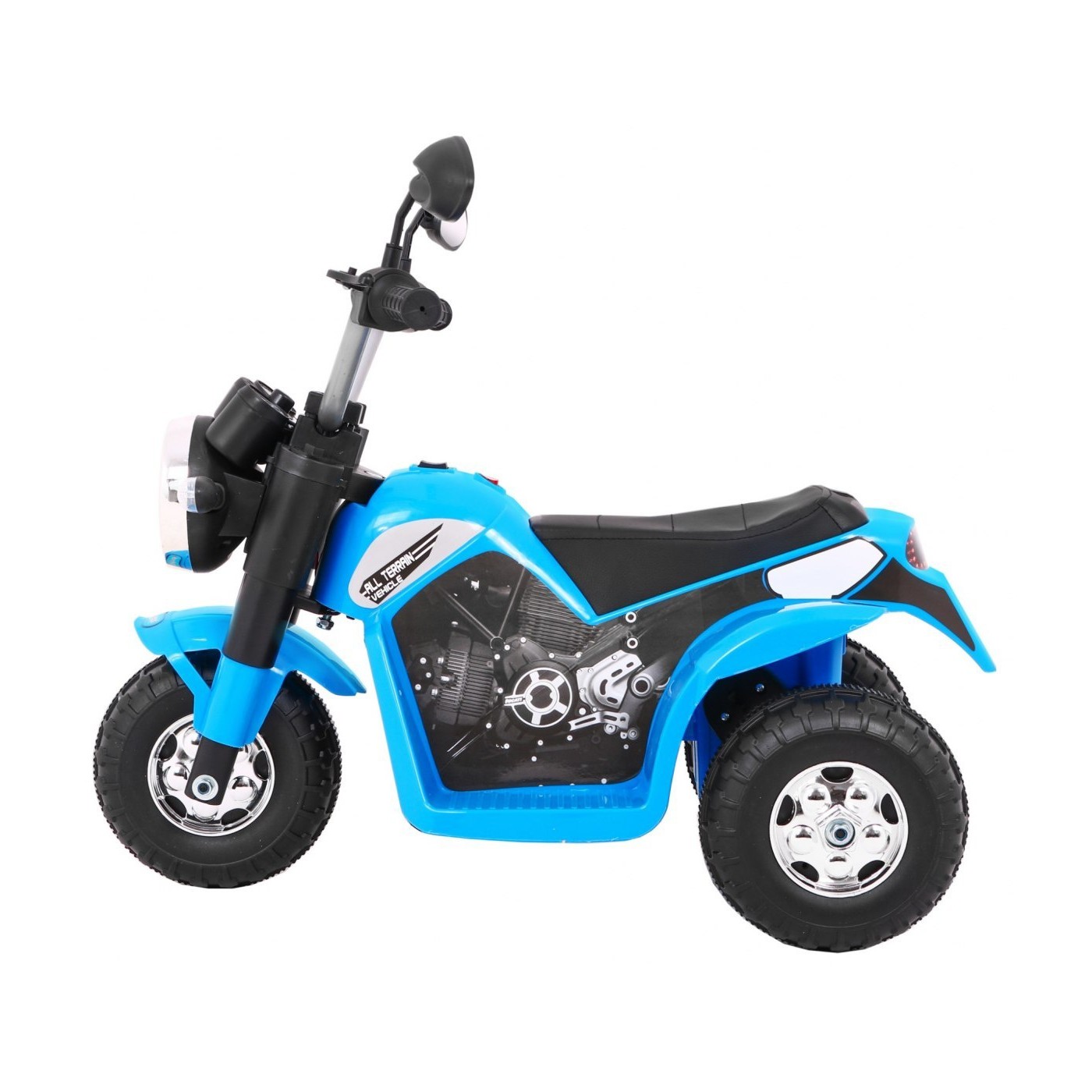 Dětské MiniBike Bateriové Motocyklové Modré + Zvuk + LED Světla + Eko kůže