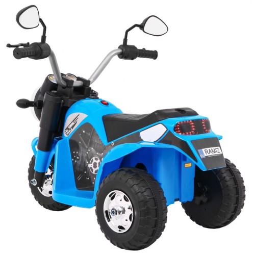 Dětské MiniBike Bateriové Motocyklové Modré + Zvuk + LED Světla + Eko kůže