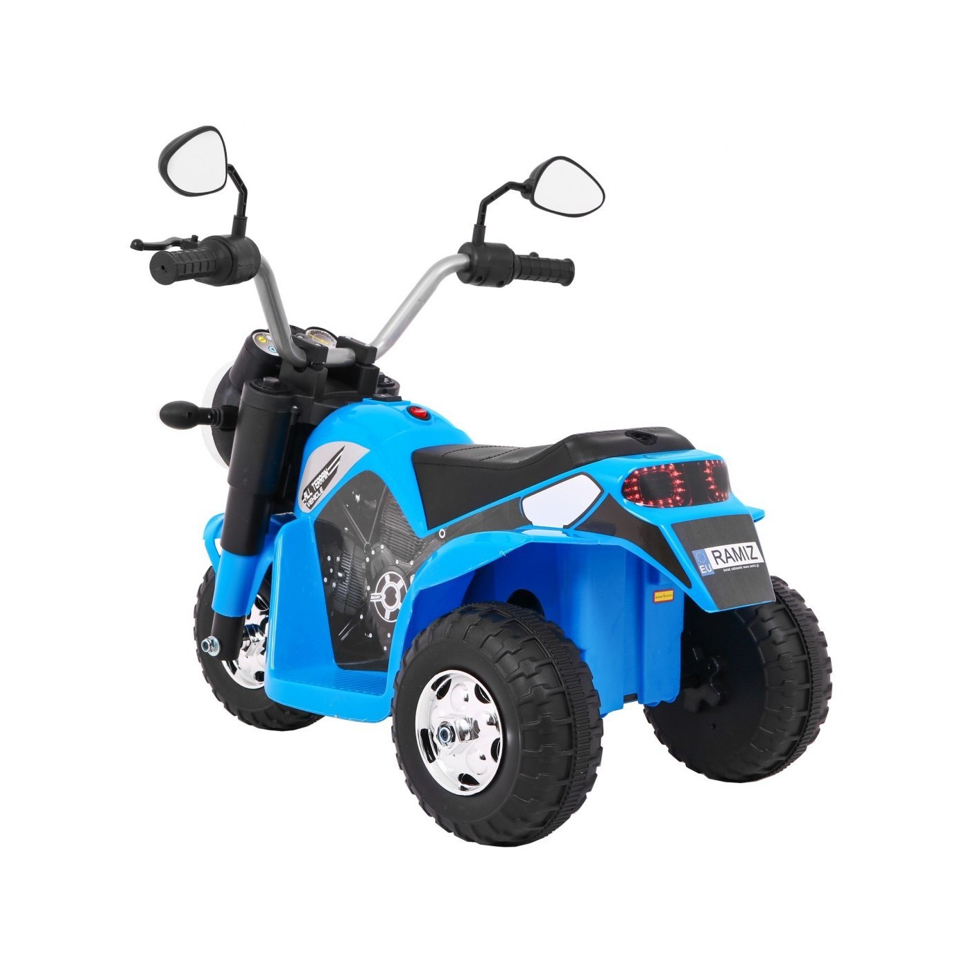 Dětské MiniBike Bateriové Motocyklové Modré + Zvuk + LED Světla + Eko kůže