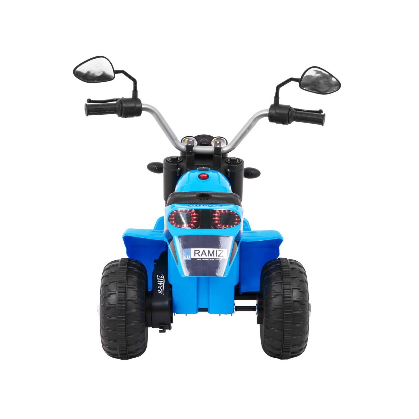 Dětské MiniBike Bateriové Motocyklové Modré + Zvuk + LED Světla + Eko kůže