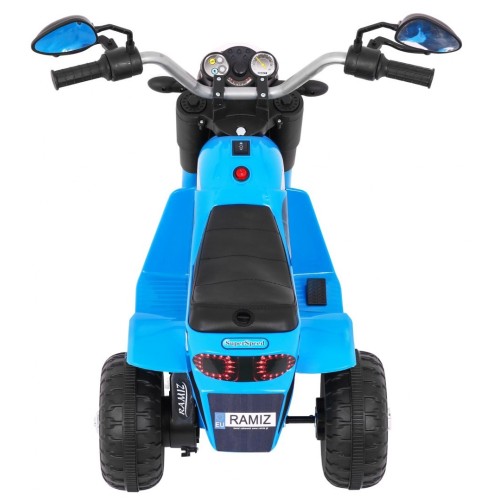 Dětské MiniBike Bateriové Motocyklové Modré + Zvuk + LED Světla + Eko kůže