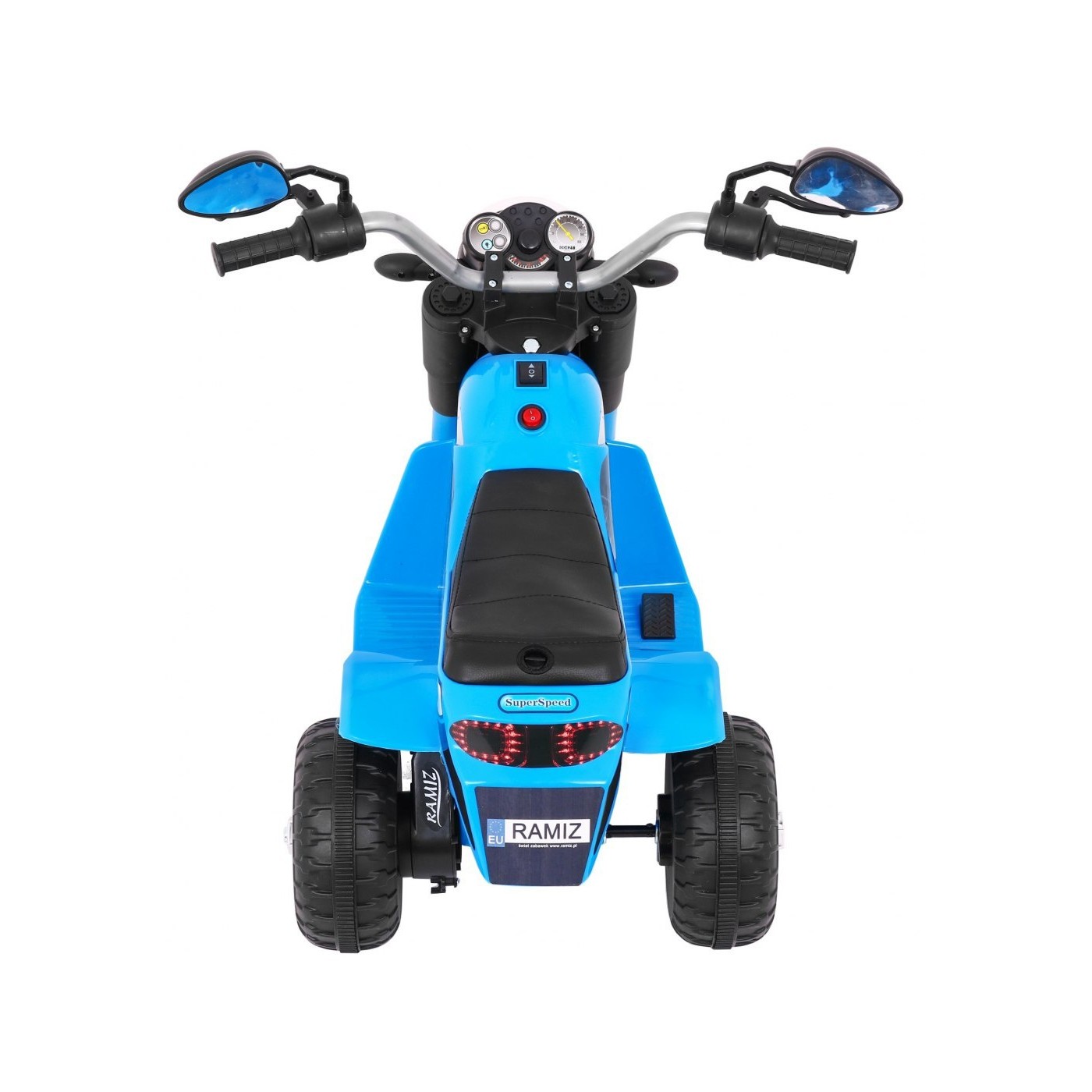 Dětské MiniBike Bateriové Motocyklové Modré + Zvuk + LED Světla + Eko kůže