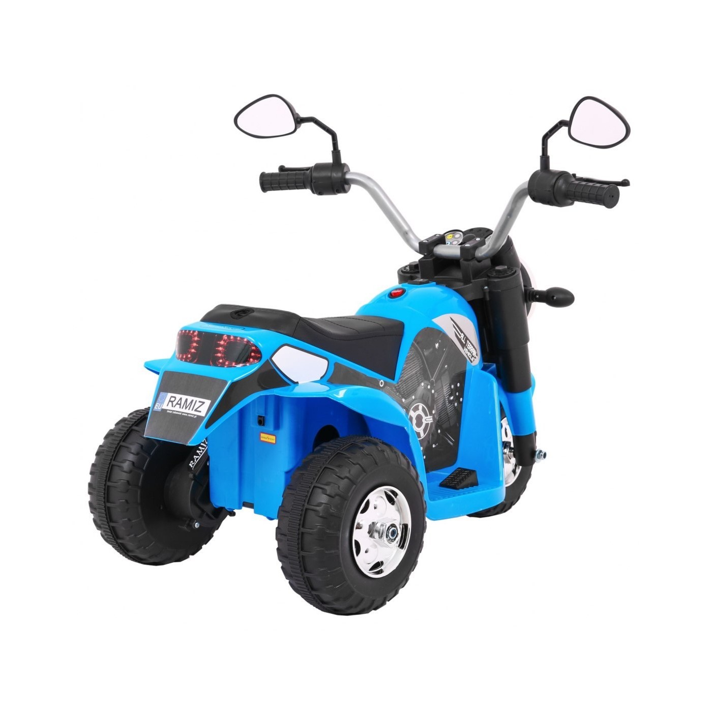 Dětské MiniBike Bateriové Motocyklové Modré + Zvuk + LED Světla + Eko kůže