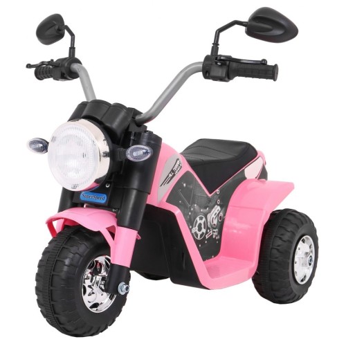 Dětské MiniBike Dobíjecí kolo Růžové Zvuk led světla Eco kůže