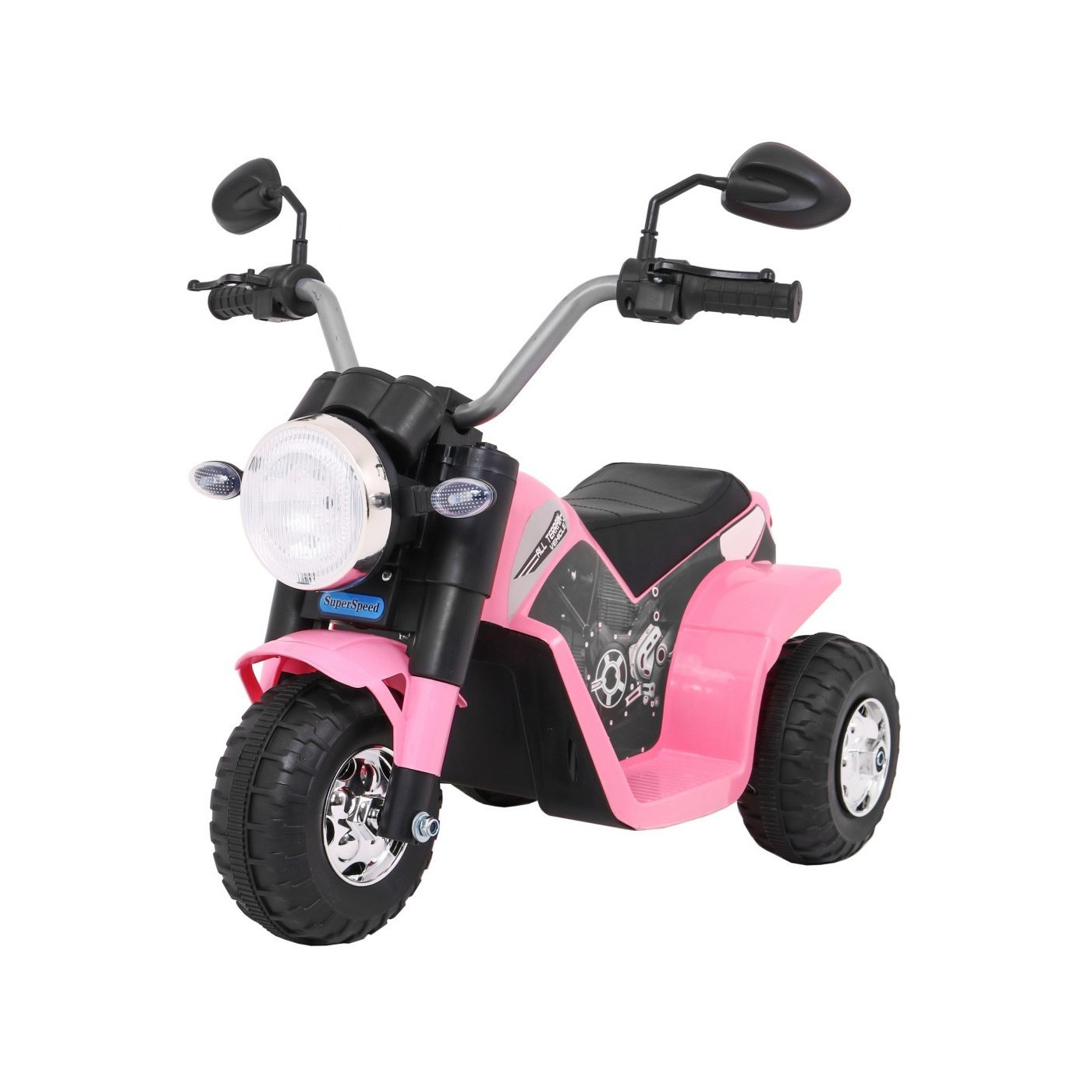 Dětské MiniBike Dobíjecí kolo Růžové Zvuk led světla Eco kůže