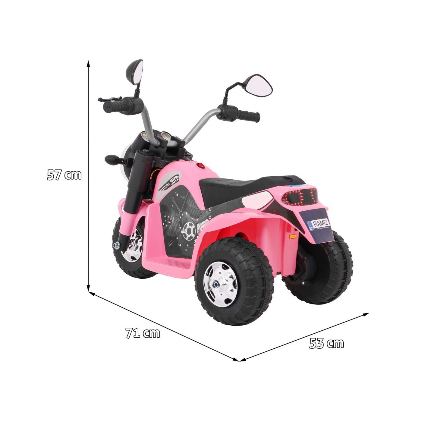 Dětské MiniBike Dobíjecí kolo Růžové Zvuk led světla Eco kůže