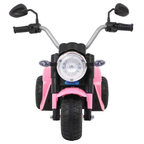 Dětské MiniBike Dobíjecí kolo Růžové Zvuk led světla Eco kůže
