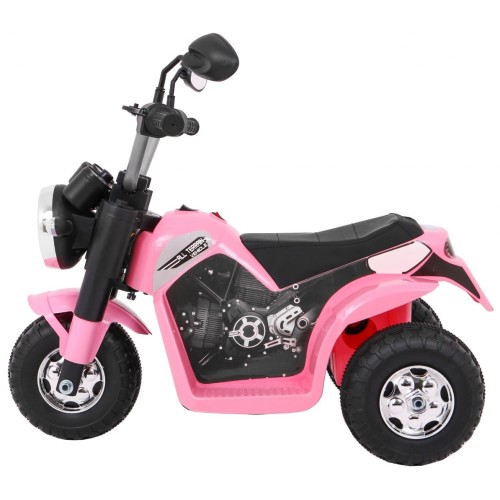 Dětské MiniBike Dobíjecí kolo Růžové Zvuk led světla Eco kůže