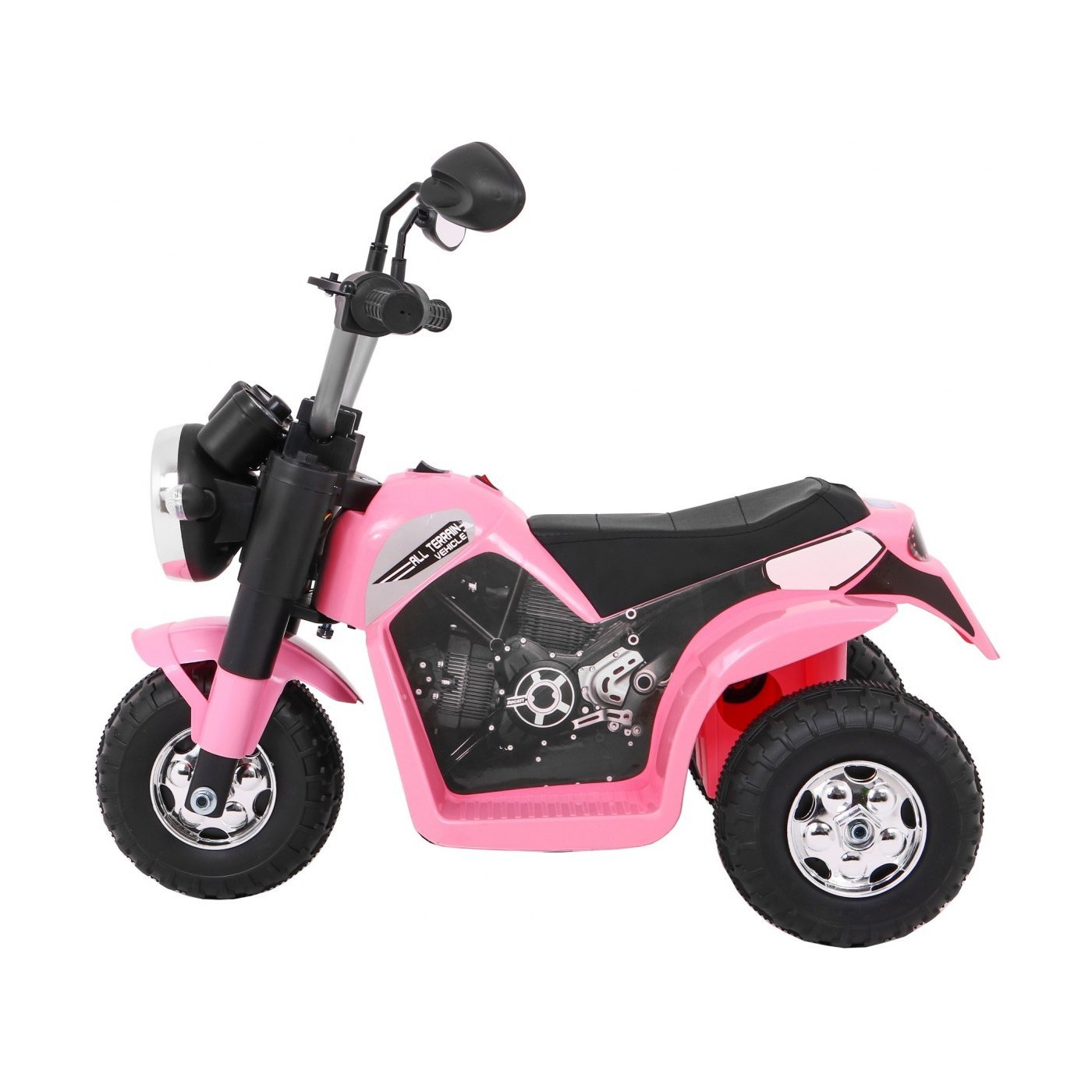 Dětské MiniBike Dobíjecí kolo Růžové Zvuk led světla Eco kůže